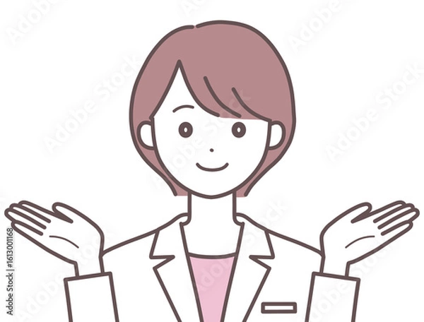 Fototapeta 両手を広げる白衣の女性