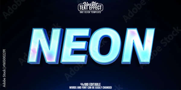 Obraz Neon editable text effect, customizable holo and glow 3d font style