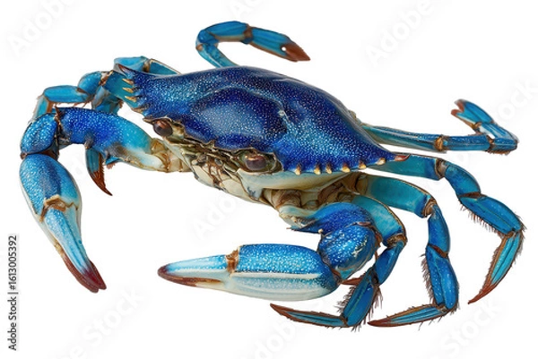 Obraz Vibrant Blue Crab Detailed Closeup Ocean Creature, isolated on a transparent background