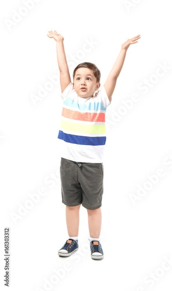 Fototapeta Cute little boy on white background