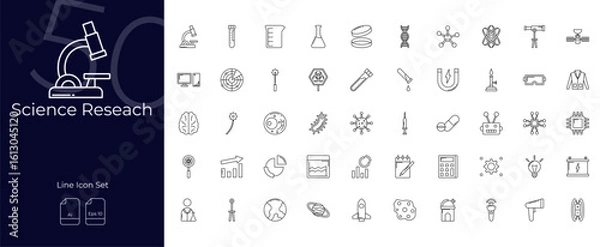 Fototapeta Science Research Line Editable Icons set. Vector illustration in modern thin line style of Science Research icons: research, laboratory, experiment, etc