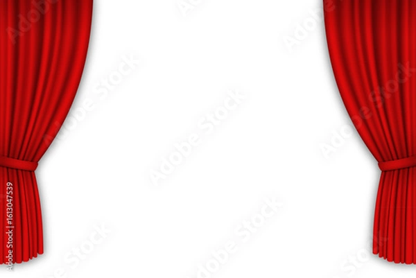Fototapeta Red curtain tie back isolated on white background. Vector