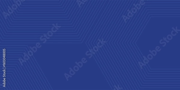 Fototapeta Bright blue dynamic abstract vector background with hexagon lines. 3d banner cover, business presentation for evening party, sales event. Fast moving soft hexagons, straight lines, decoration lines