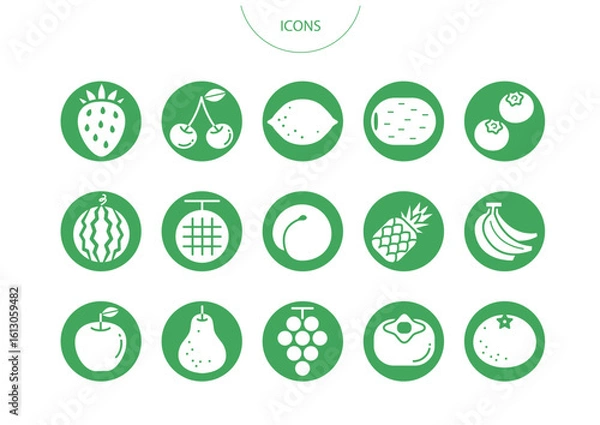 Obraz 果物　アイコン ピクトグラム　ベクター イラスト　セット