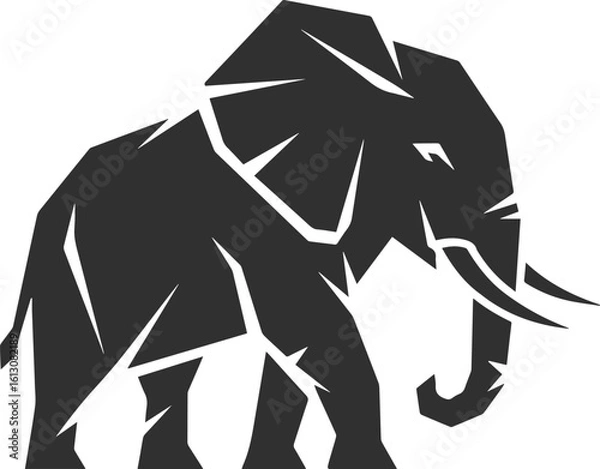 Fototapeta Elephant icon in the form of a black silhouette, side view icon, large elephant icon.