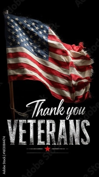 Fototapeta Flag waving proudly with gratitude for veterans during a tribute celebration