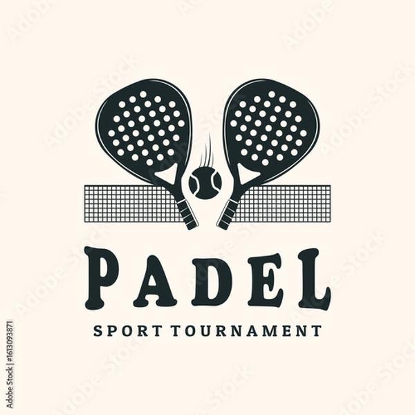Fototapeta padel sport vintage logo vector minimalist illustration design, double padel match logo design