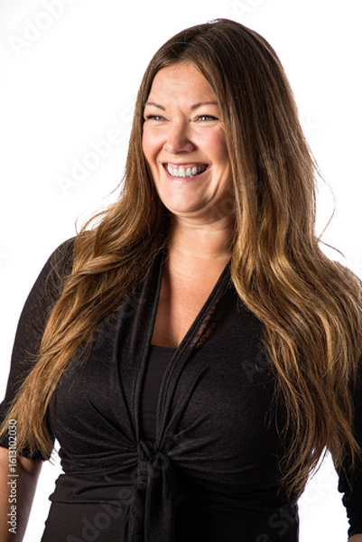 Obraz Laughing woman against white background