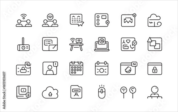 Obraz Remote Collaboration & Office Productivity Icon Set for Virtual Workspaces