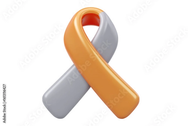 Fototapeta Awareness campaign symbol global ribbon icon minimalist close-up. Isolated on transparent background, png.