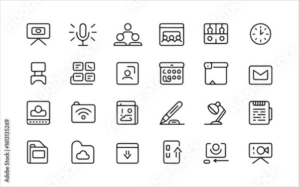 Fototapeta Modern Remote Work Office Icon Collection for Seamless Team Communication & Work