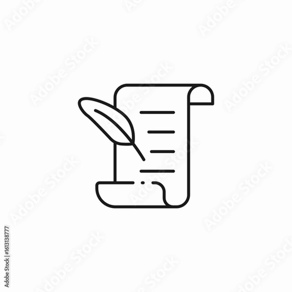 Obraz scroll feather writing icon sign vector