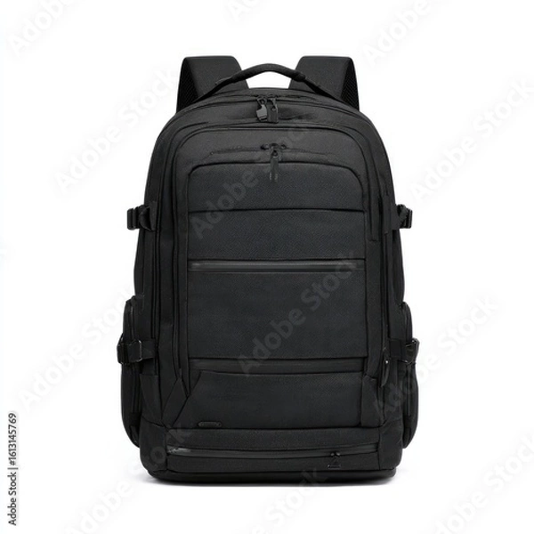 Fototapeta Black backpack with zippered compartments (1)