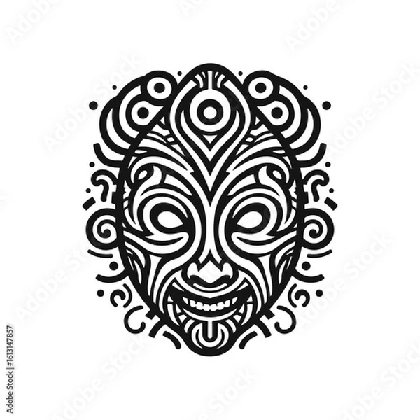 Fototapeta tribal mask with spiral energy, swirling outward lines