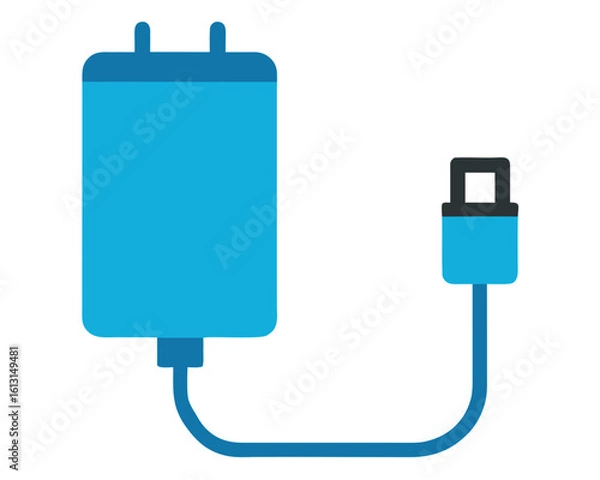 Fototapeta A blue charger with a usb cable isolated on white background Ai Generated