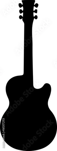 Fototapeta Black Silhouette of a Single Acoustic Guitar with a Cutaway Body Design Vector Icon