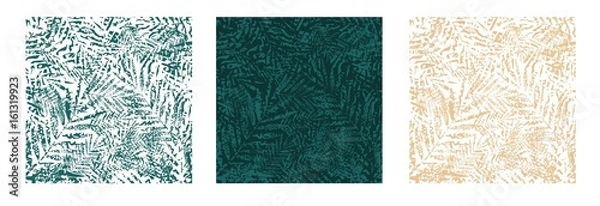 Fototapeta Tropical palm leaves seamless pattern. Vector illustration. Set