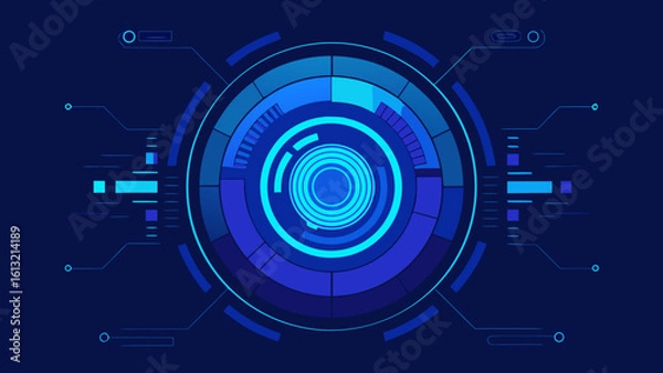Obraz deep blue radial tech interface glow