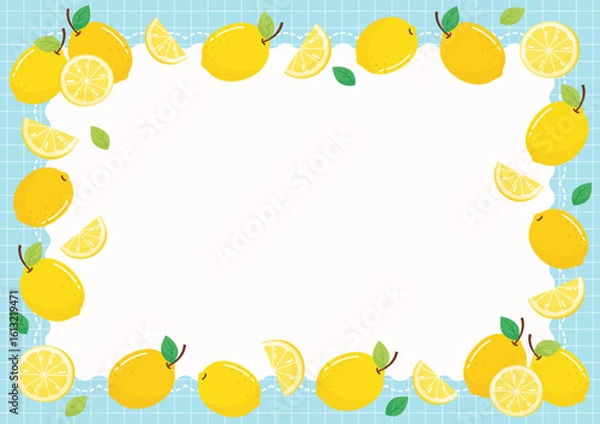 Obraz cute lemon fruit party frame 2