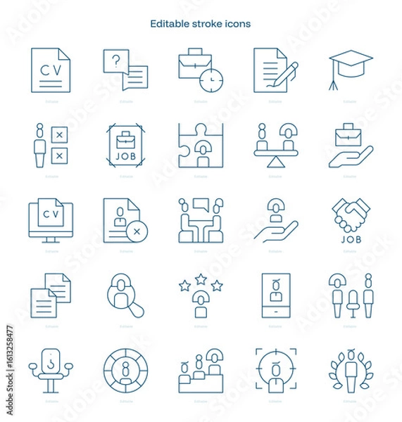 Fototapeta Recruitment stroke icon. Recruitment line icon set. editable stroke icon pack