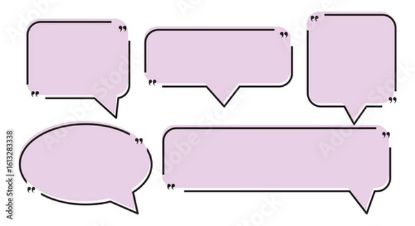Fototapeta Speech bubbles vector set. Talk bubble icon. Isolated design elements for text, thought, dialogue, conversation. Hand drawn doodle communication frames. Cloud, round and square and rectangular shapes