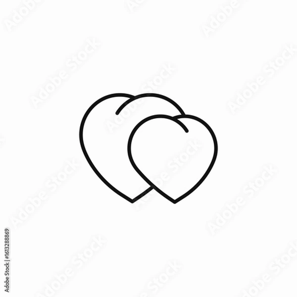 Fototapeta two hearts overlapping icon sign vector