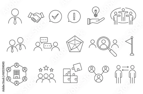 Obraz チームワーク　イラストアイコン　セット