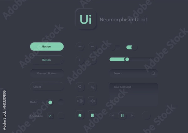 Obraz 3D Neumorphic Soft UI Design. 3D Bottons.