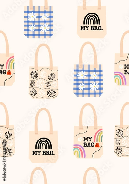 Obraz Shopper bag pattern on a pink background.