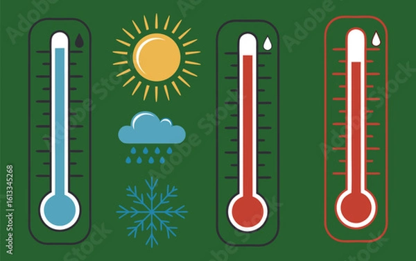 Fototapeta Colorful flat design weather icons for mobile apps and dashboards