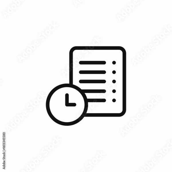 Fototapeta document time clock icon sign vector