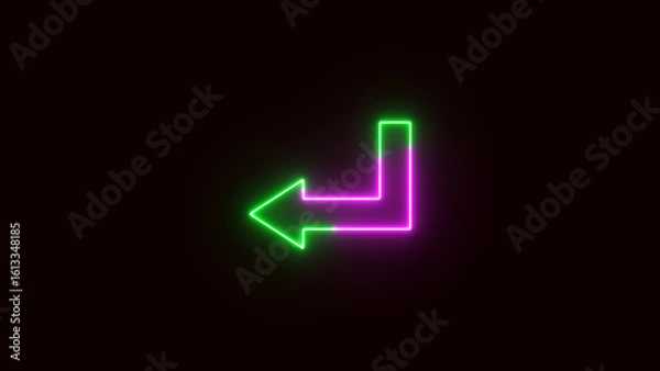 Fototapeta Neon left arrow, Glowing Neon Arrow Pointing left on Black Background