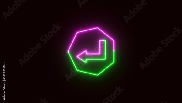 Fototapeta Neon left arrow, Glowing Neon Arrow Pointing left on Black Background