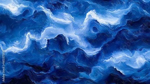 Obraz Seamless vector pattern depicting a blue turbulent cloudy sky in the style of impressionist paintings