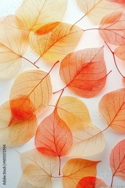 Fototapeta Softly layered orange and yellow leaves overlap to create a bright abstract botanical background with natural flow.