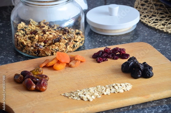 Fototapeta składniki musli - zdrowa żywność 