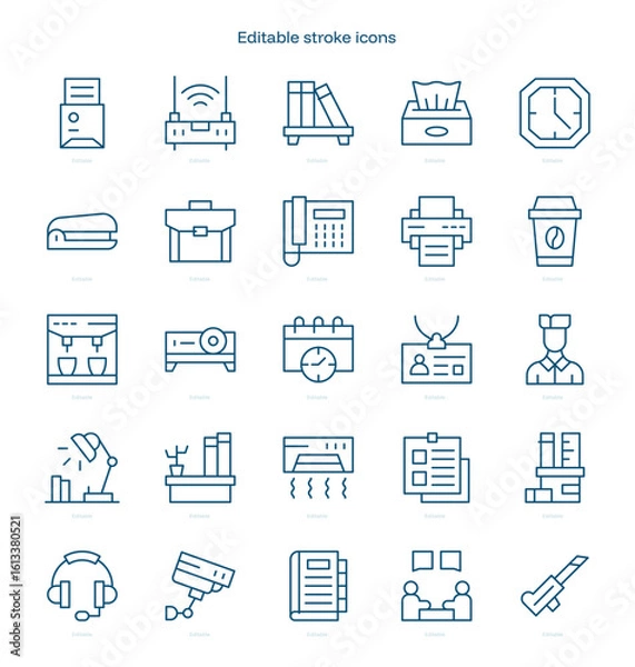 Fototapeta Workplace stroke icon. Workplace line icon set. editable stroke icon pack.