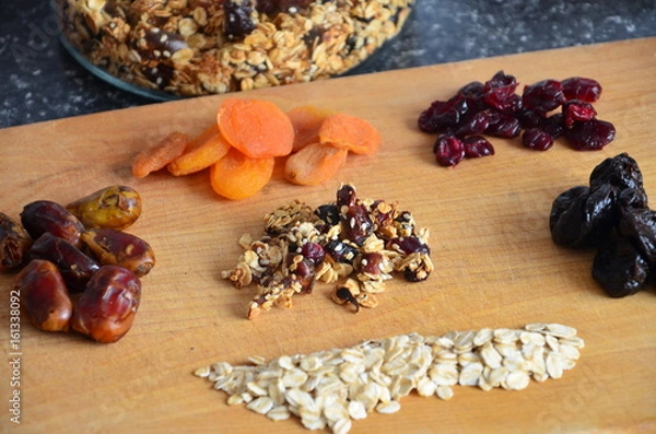 Fototapeta składniki musli - zdrowa żywność 