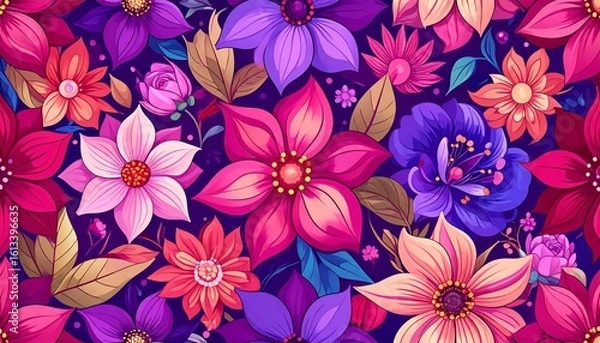 Fototapeta Vibrant Floral Arrangement with Intricate Details and Bold Color Palette Harmony