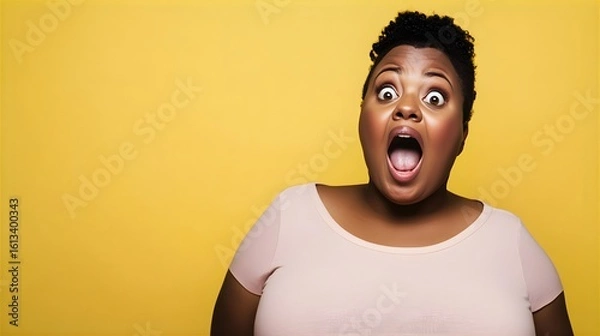 Obraz 驚きの表情を見せる大柄な女性1Generative AI