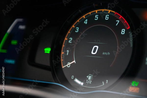 Fototapeta Speedometer and tachometer in the car