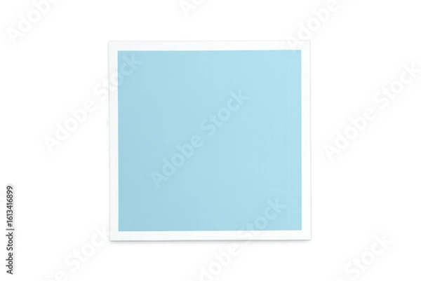 Fototapeta Light blue square with white border suspended against transparent backdrop, serving graphic design and digital composition needs