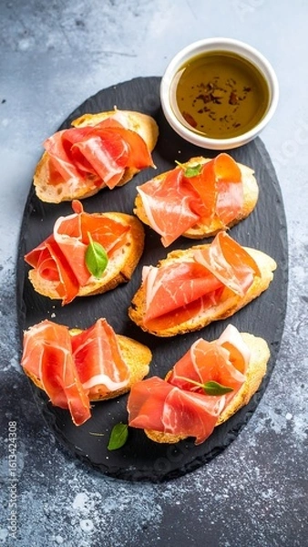 Obraz Bruschetta with cured ham