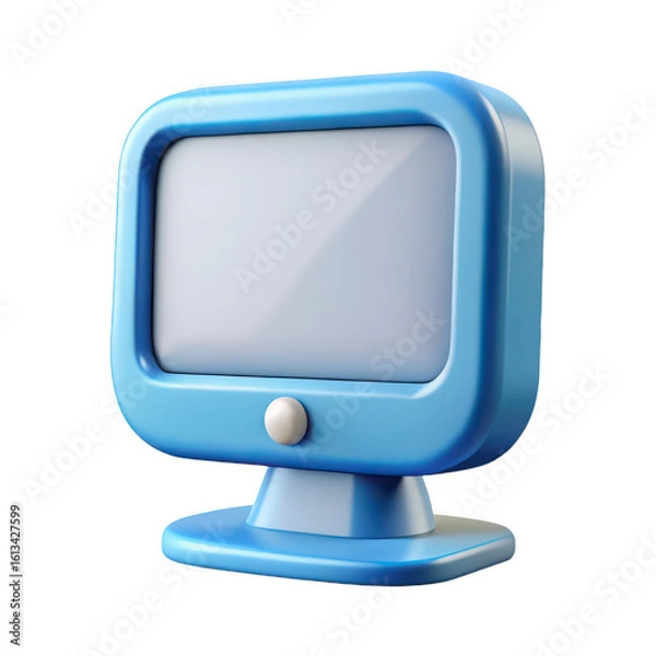 Fototapeta Cartoon blue computer monitor isolated on a transparent background screen technology