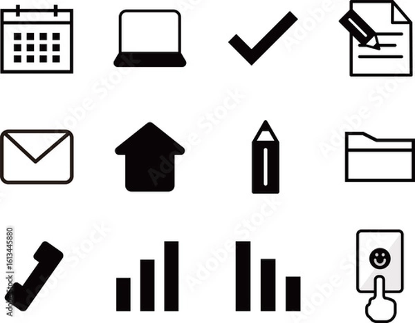 Obraz アイコンセット/ icon set / カレンダー・メール・電話・ホーム・チェック・パソコン