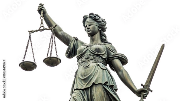 Fototapeta the statue of justice isolated on white background