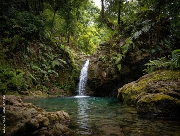 Obraz Lush waterfall cascading into a tranquil pool (6)