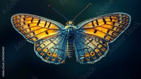 Fototapeta Vibrant and Delicate Butterfly in Shadowy Light