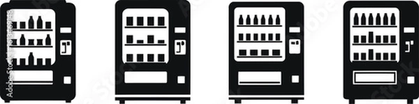 Fototapeta Vending Machine Silhouette Icon Vector Set - Retail, Convenience, Dispenser
