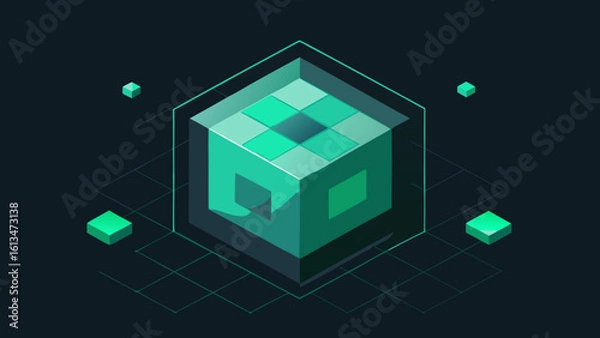 Obraz isometric digital interface green